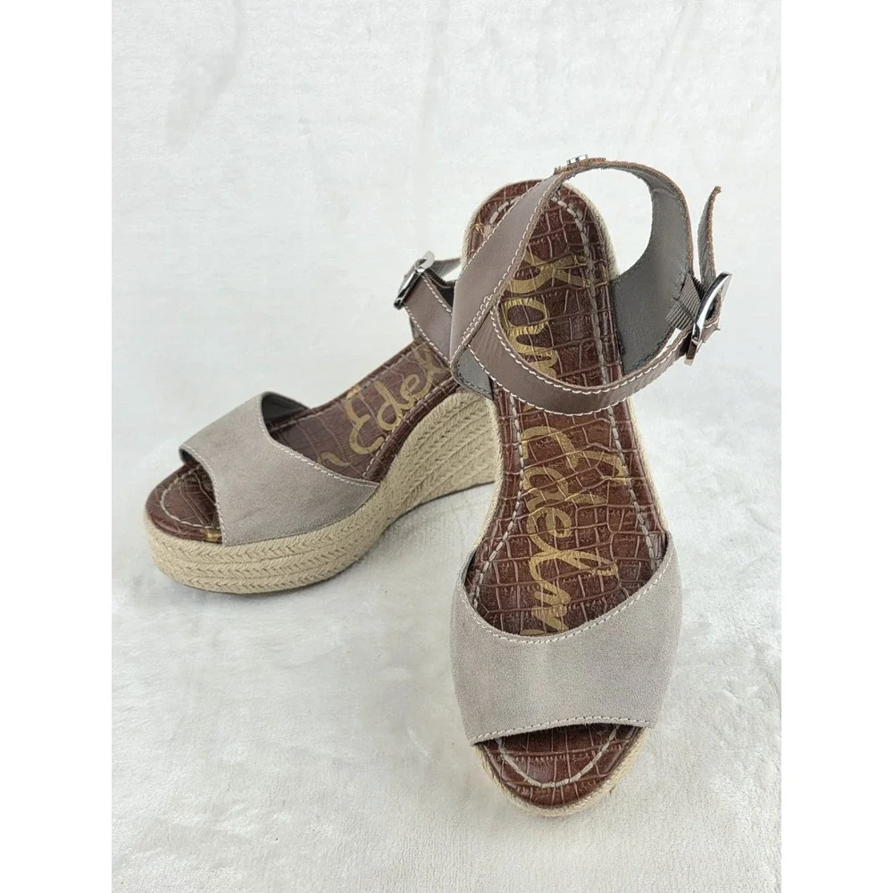 Sam Edelman Dimitree Espadrille Wedge Sandals Womens 9.5 Taupe